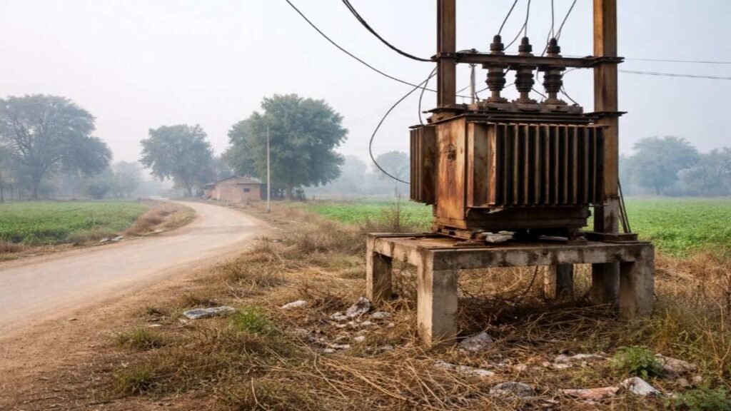 हरदोई के ग्राम आंजी में सड़क किनारे खुले ट्रांसफार्मर की प्रतीकात्मक तस्वीर, जहां वृद्ध महिला झुलस गई