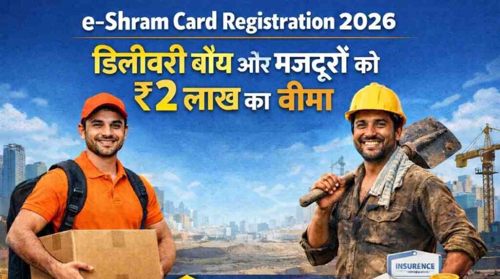 e-Shram Card Registration 2026: डिलीवरी बॉय और मजदूरों को ₹2 लाख का बीमा