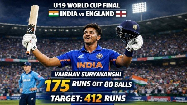 U19 वर्ल्ड कप फाइनल इंग्लैंड को 412 रन का टारगेट दिया